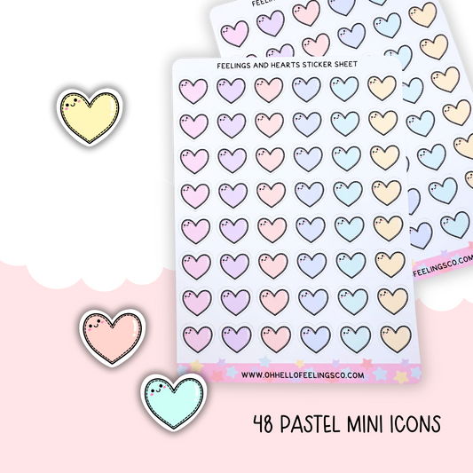 Feelings and Hearts | Mini Icon Sticker Sheet