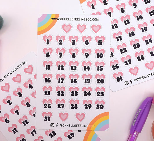 Pink Love Heart Dates | Sticker Sheet