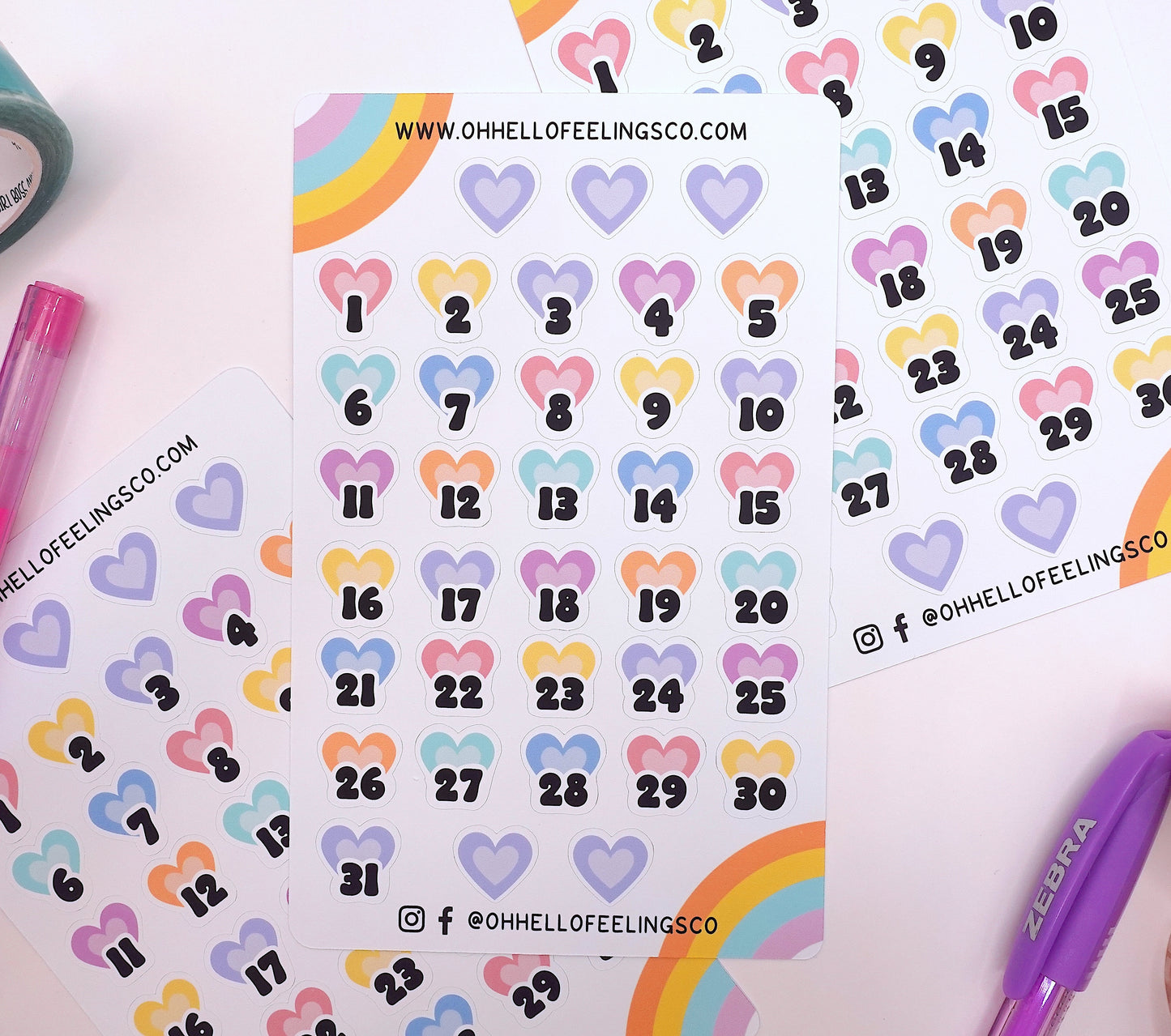 Rainbow Love Heart Dates | Sticker Sheet